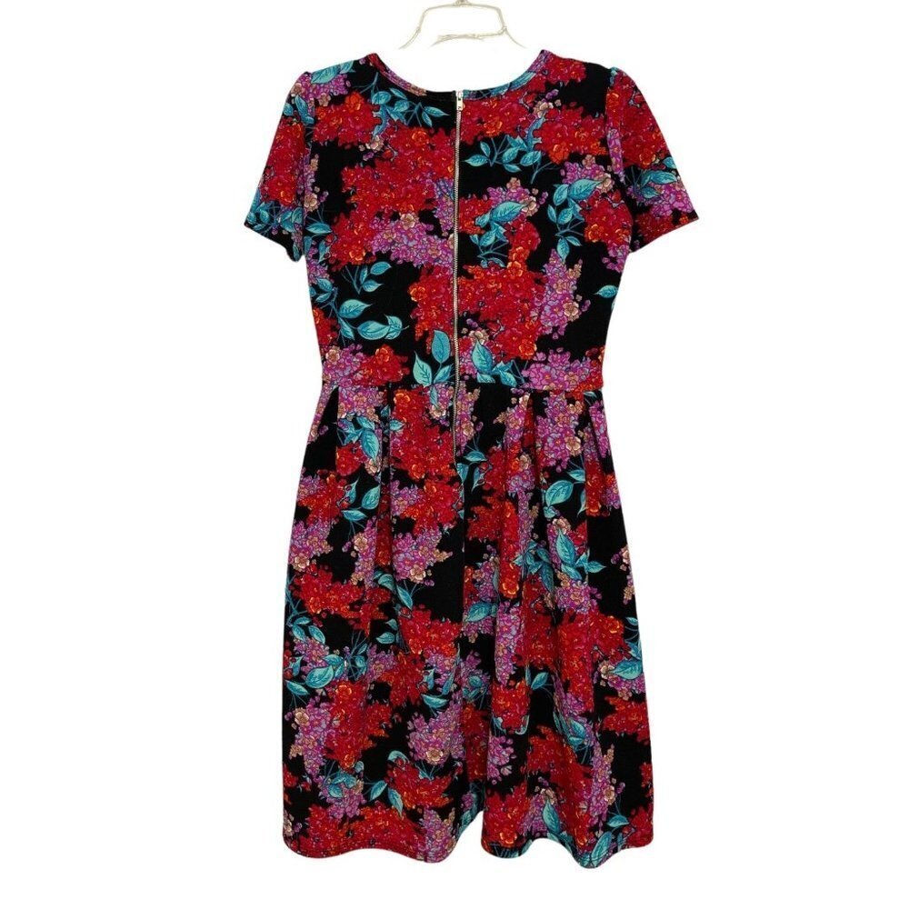 LULAROE "Simply Comfortable" Dress Size‎ Small Floral Multicolor Pockets Stretch - Picture 8 of 16